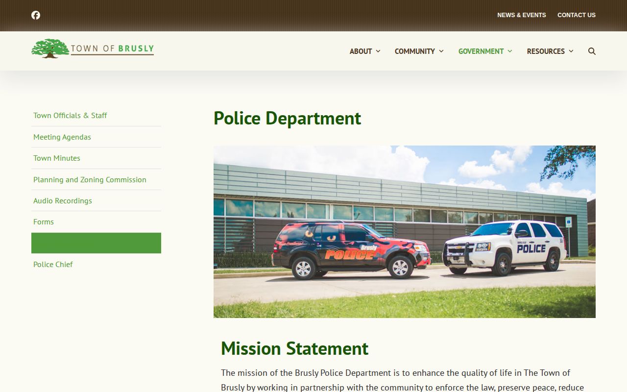 Official Brusly Police Department webpage