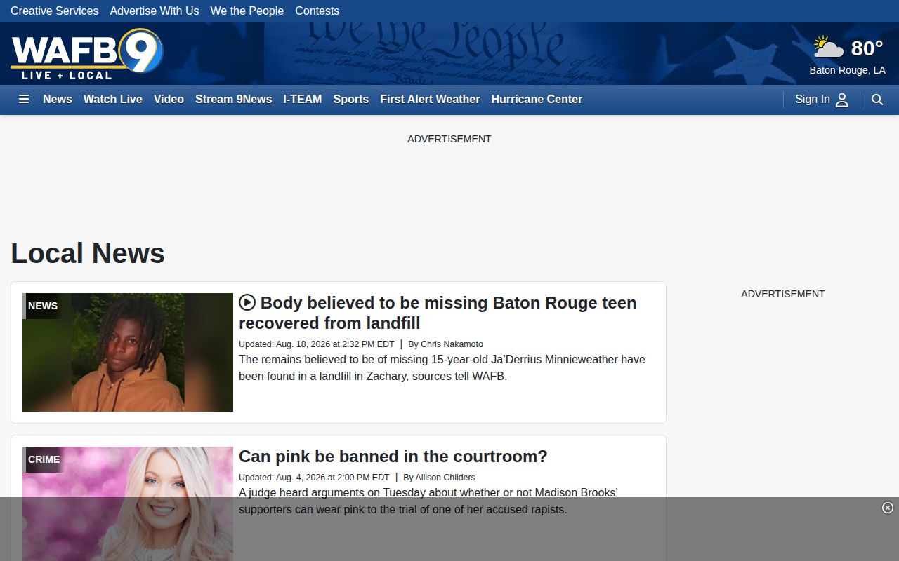 WAFB local news index covering the Baton Rouge region