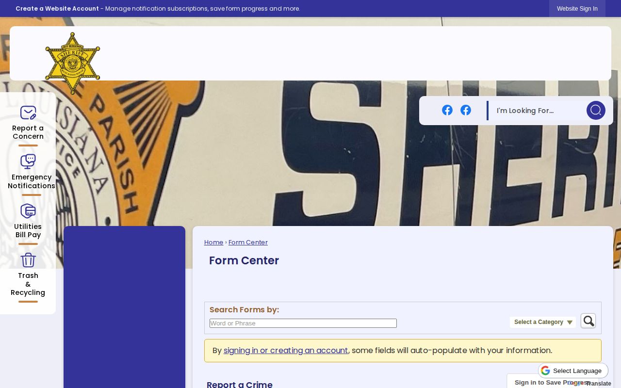 West Baton Rouge Sheriff report-a-crime and tip form